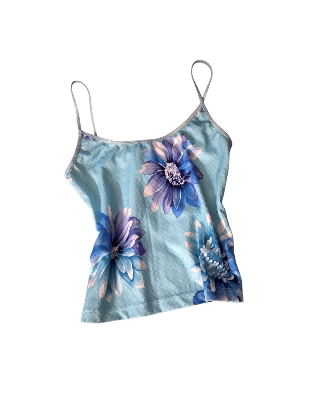 Light Blue Floral Spaghetti Strap Tank Top